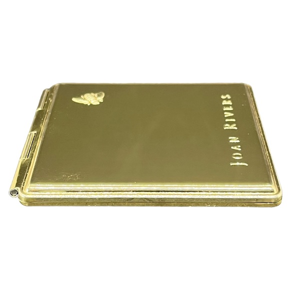 Vintage Joan Rivers Bee Square Compact Mirror Regular & Magnified Black Cover - Picture 4 of 10